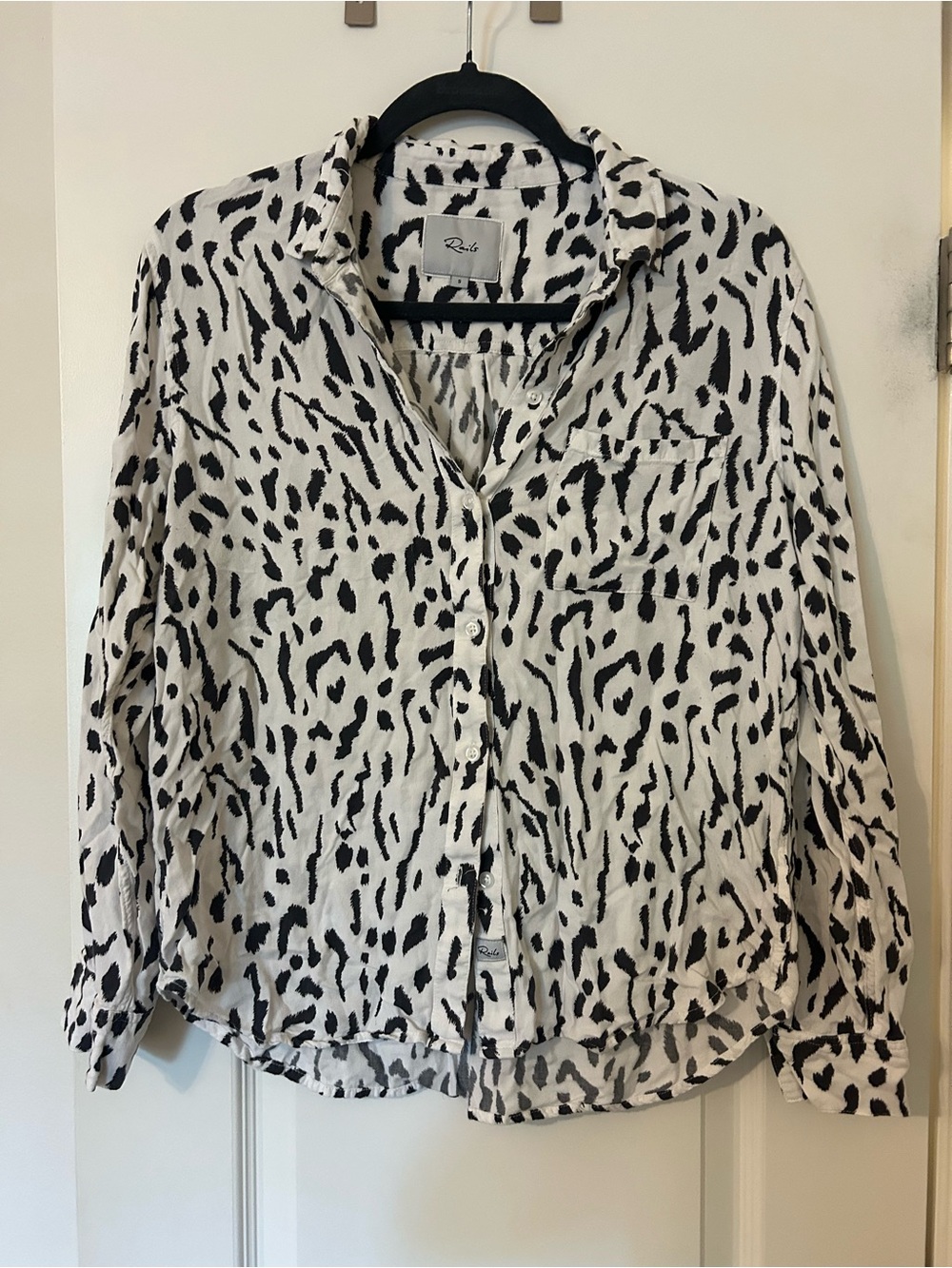 Rails Black and White Animal Print Button-Down Shirt